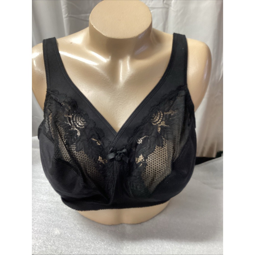 GLAMORISE RN 15564 black Full Coverage Unlined Wireless Bra Size 40f
